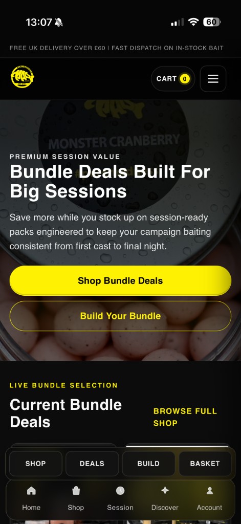 Mad Baits app showing bundle deals on mobile